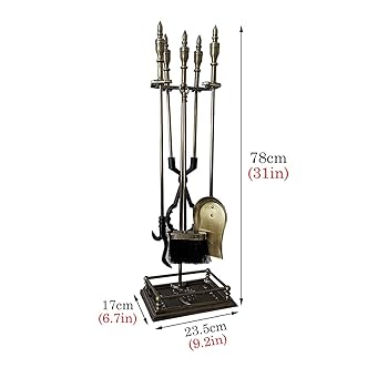 Amazon.co.jp: アンティーク真鍮暖炉ツールセット 5ピース 錬